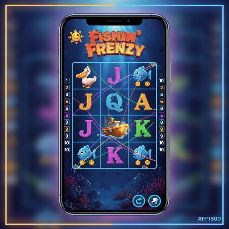 Fishin Frenzy slot by Real Time Gaming running on a mobile device in portrait mode
